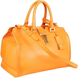 Saint Laurent-Saint Laurent Orange Leather Y Cabas Handbag-Orange