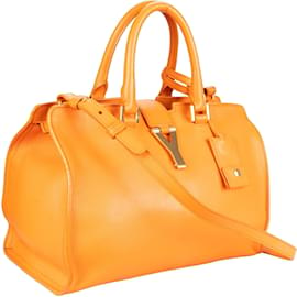 Saint Laurent-Bolsa Saint Laurent Couro Laranja Y Cabas-Laranja