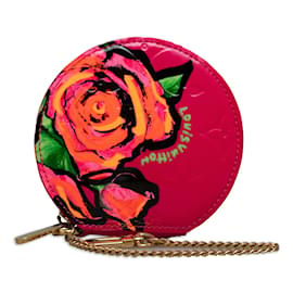 Louis Vuitton-Pink Louis Vuitton Monogram Vernis Roses Coin Pouch-Pink