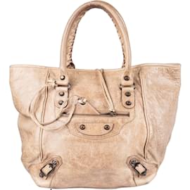 Balenciaga-Balenciaga Leather City Handbag-Beige
