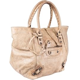 Balenciaga-Balenciaga Leather City Handbag-Beige