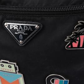 Prada-Prada Nylon Applique Camera Crossbody Bag-Black