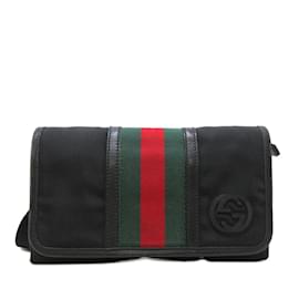 Gucci-Black Gucci Interlocking G Web Belt Bag-Black