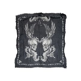 Sciarpa vintage con stampa teschio Alexander McQueen in bianco e nero Nero