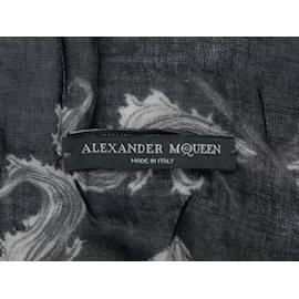 Alexander Mcqueen-Vintage Black & White Alexander McQueen Skull Print Scarf-Black