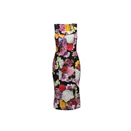 Dolce & Gabbana-Robe moulante à imprimé floral Dolce & Gabbana noire et multicolore taille IT 44-Noir