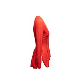 Alexander Mcqueen-Red Alexander McQueen Wool Peplum Cardigan Size US M-Red