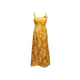 Autre Marque-Vestido vintage amarelo Branell floral jacquard tamanho US M/eu-Amarelo