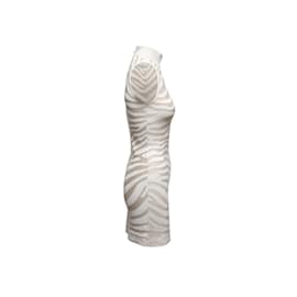 Balmain-White & Gold Balmain Zebra Patterned Knit Dress Size EU 40-White