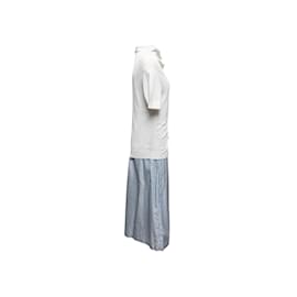 Autre Marque-White & Light Blue Tricot Comme Des Garcons Layered Dress Size US S-White