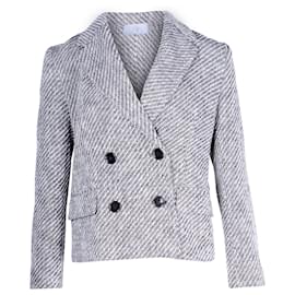 Hugo Boss-Boss Double-Breasted Blazer in Black and White Polyester Wool Blend-Other