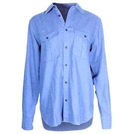 Burberry-Burberry Button-Up Shirt in Blue Cotton-Blue