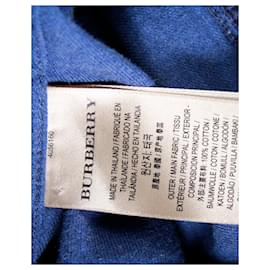 Burberry-Camisa con botones Burberry en algodón azul-Azul