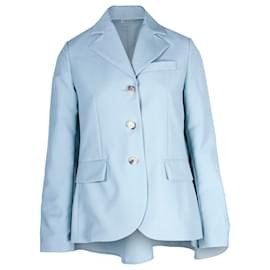 Lanvin-Lanvin Cape Blazer Jacket in Light Blue Wool-Blue,Light blue