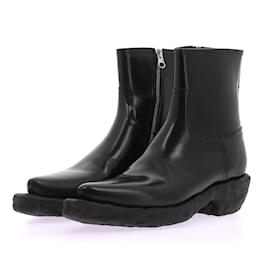 Autre Marque-NON SIGNE / UNSIGNED  Ankle boots T.eu 37 leather-Black