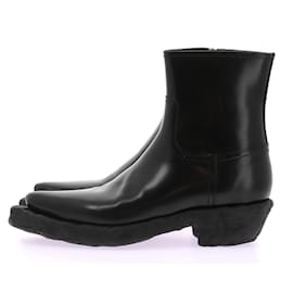 Autre Marque-NON SIGNE / UNSIGNED  Ankle boots T.eu 37 leather-Black