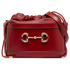 Gucci-Gucci Red Horsebit 1955 Bucket bag-Red