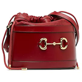 Gucci-Gucci Red Horsebit 1955 Bucket bag-Red
