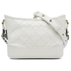 Chanel-Chanel White Small Lambskin Gabrielle Crossbody Bag-White