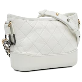 Chanel-Chanel White Small Lambskin Gabrielle Crossbody Bag-White