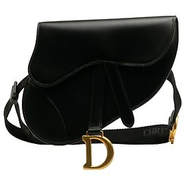 Riñonera Saddle Dior de cuero negro Negro