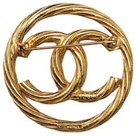Chanel-Chanel Broche CC Or-Doré