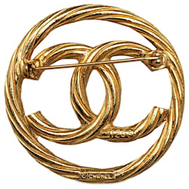 Chanel-Broche Chanel Oro CC-Dorado