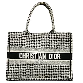 Dior-Dior Bolsa preta média Houndstooth bordada para livro-Preto