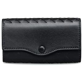 Bottega Veneta-Bottega Veneta Black Intrecciato Leather Key Case-Black