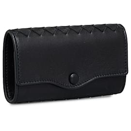 Bottega Veneta-Bottega Veneta Black Intrecciato Leather Key Case-Black