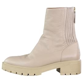 Aquazzura-Beige Saint Honore zipped leather ankle boots - size EU 41-Beige