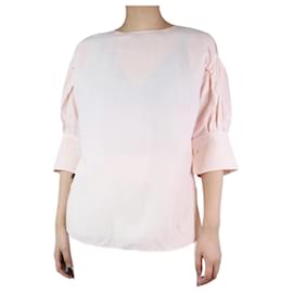 Jil Sander-Pink linen-blend top - size UK 8-Pink