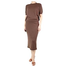 Autre Marque-Brown knit top and skirt set - size UK 10-Brown