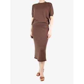 Autre Marque-Brown knit top and skirt set - size UK 10-Brown