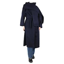 Autre Marque-Cappotto oversize in lana blu, viene fornito con sciarpa - taglia UK 10-Blu