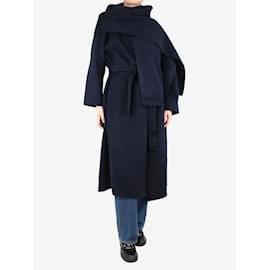 Autre Marque-Cappotto oversize in lana blu, viene fornito con sciarpa - taglia UK 10-Blu
