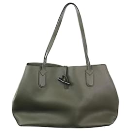 Longchamp-Khakifarbene Roseau Essential-Einkaufstasche-Grün
