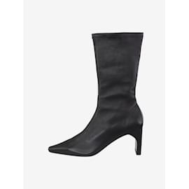 Autre Marque-Black leather calf boots - size EU 38-Black