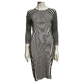 Diane Von Furstenberg DvF Haven dress with flattering stripe pattern Black White