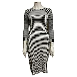 Diane Von Furstenberg-DvF Haven Kleid mit schmeichelhaftem Streifenmuster-Schwarz,Weiß