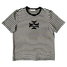 Tory Burch Top de algodão com listras e logo Multicor