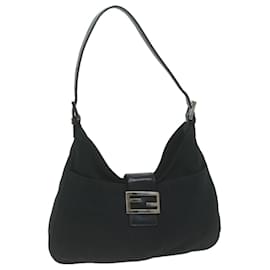 Fendi-FENDI Mamma Baguette Shoulder Bag Nylon Black Auth ep3008-Black