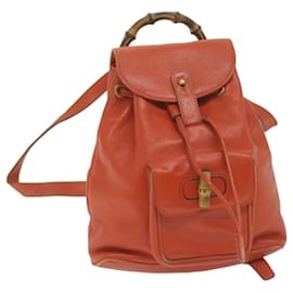 Gucci-GUCCI Bambus Rucksack Leder Orange 003 2058 0030 Auth FM3138-Orange