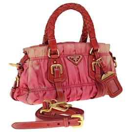 Prada-Prada Hand Bag Nylon 2way Pink Auth 65534-Pink