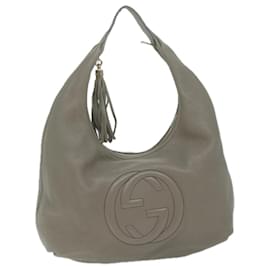 Gucci-GUCCI Soho Shoulder Bag Leather Gray 282304 Auth ep3131-Grey