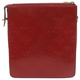 Louis Vuitton-LOUIS VUITTON Monogram Vernis Motto Accessory Pouch Red M91137 LV Auth 65175-Red