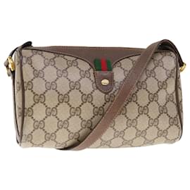 Gucci-GUCCI GG Supreme Web Sherry Line Sac à bandoulière PVC Beige 89 02 018 Ep d'authentification3144-Beige