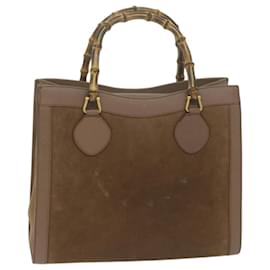 Gucci-GUCCI Bamboo Tote Bag Suede Brown 002 1186 0260 auth 65429-Brown