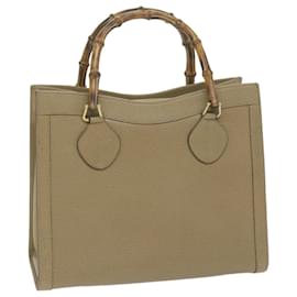 Gucci-GUCCI Bamboo Hand Bag Leather Beige 002 1186 0260 Auth ep3014-Beige