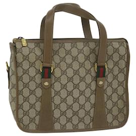 Gucci-GUCCI GG Supreme Web Sherry Line Handtasche PVC Beige Rot 41 02 039 Auth bs11781-Rot,Beige